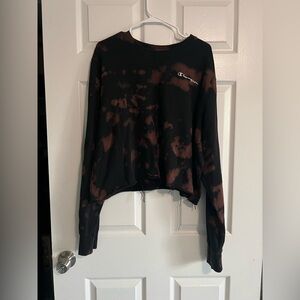 Champion Women's Black and Brown Cropped Crewneck Sweatshirt